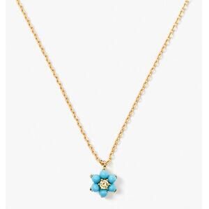 Kate Spade Turquoise Flower Gold Tone Mini Pendant Necklace